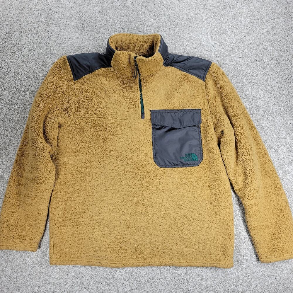 The North Face Groveland‎ Synchilla Mens L Chestnut Sherpa Fleece 1/4 Zip Pocket